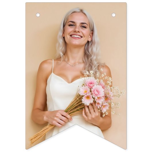 Gelukkige Verjaardag 3-Foto Zwart & Wit Vlaggetjes (Eerste vlag)