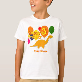 Gelukkige verjaardag 3 jaar ballon dinosaurussen T T-shirt