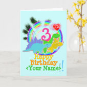 Gelukkige verjaardag 3 jaar, Jouw naam Dino Kaart (Gele Bloem)