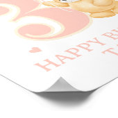 Gelukkige Verjaardag 3 jaar oud Meisje Roze Ballon Poster (Hoek)