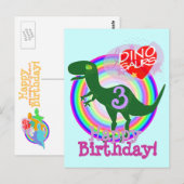 Gelukkige Verjaardag 3 Jaar T-Rex Dino Briefkaart (Voorkant / Achterkant)