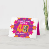 Gelukkige verjaardag 40 roze sterren aangepaste na kaart (Voorkant)