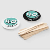 Gelukkige Verjaardag 40e Blauwgroen Aangepaste Naa Handwaaier (Niet-gemonteerd)