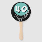 Gelukkige Verjaardag 40e Blauwgroen Aangepaste Naa Handwaaier (Achterkant)