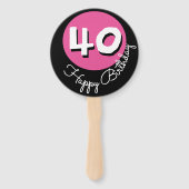 Gelukkige Verjaardag 40ste Roze Aangepaste Naam Ha Handwaaier (Achterkant)