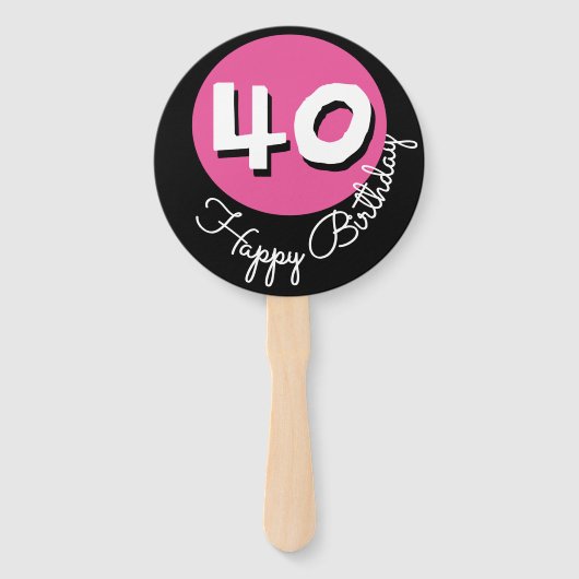 Gelukkige Verjaardag 40ste Roze Aangepaste Naam Ha Handwaaier (Achterkant)