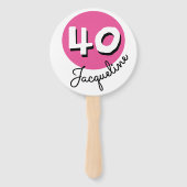 Gelukkige Verjaardag 40ste Roze Aangepaste Naam Ha Handwaaier (Voorkant)