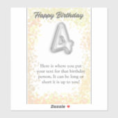 Gelukkige verjaardag 4-jarige sticker (Vel)