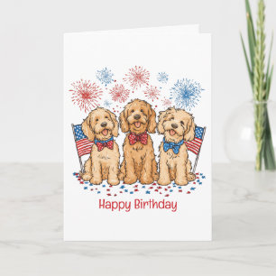 Gelukkige verjaardag 4 juli Goldendoodle Honden Kaart