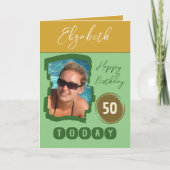 Gelukkige verjaardag 50 vandaag voeg groen fotogou kaart (Voorkant)