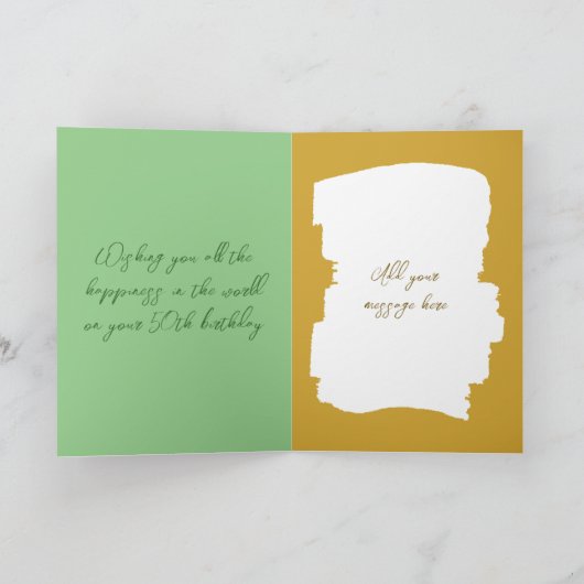 Gelukkige verjaardag 50 vandaag voeg groen fotogou kaart (Binnen)