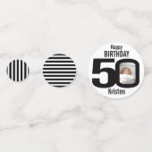 Gelukkige verjaardag 50e naam en fotodocument conf confetti (Achterkanten)