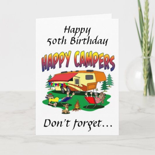 GELUKKIGE VERJAARDAG * 50e * NAAR * DE CAMPER * IN Kaart (Voorkant)