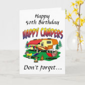 GELUKKIGE VERJAARDAG * 50e * NAAR * DE CAMPER * IN Kaart (Gele Bloem)