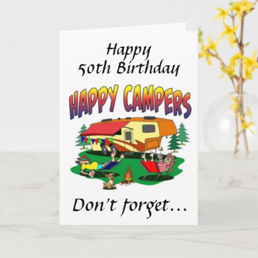 GELUKKIGE VERJAARDAG * 50e * NAAR * DE CAMPER * IN Kaart (Gele Bloem)