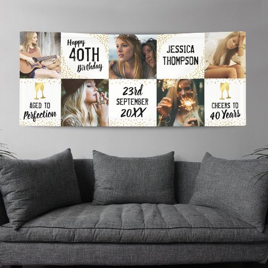 Gelukkige Verjaardag 5 Foto Volwassene Spandoek