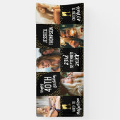 Gelukkige Verjaardag 5 Foto Zwart Goud Spandoek (Verticaal)