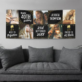 Gelukkige Verjaardag 5 Foto Zwart Goud Spandoek