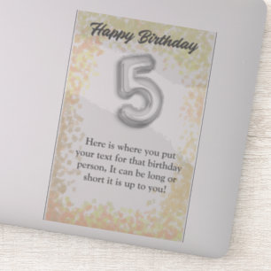 Gelukkige verjaardag 5 jaar oude sticker