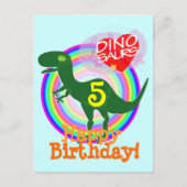 Gelukkige Verjaardag 5 Jaar T-Rex Dino Briefkaart (Voorkant)
