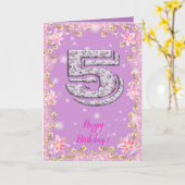 Gelukkige verjaardag 5 kaart (Gele Bloem)