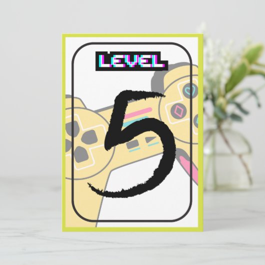 Gelukkige verjaardag - 5e verjaardag - Level Up Kaart (Staand voorkant)