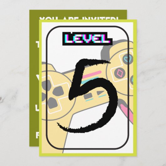 Gelukkige verjaardag - 5e verjaardag - Level Up Kaart (Voorkant / Achterkant)