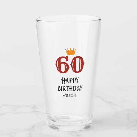 Gelukkige verjaardag 60 aangepast  glas (Voorkant)