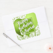 Gelukkige Verjaardag - 60 Groen/Wit Nummerpatroon Vierkante Sticker (Envelop)