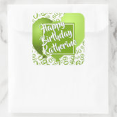 Gelukkige Verjaardag - 60 Groen/Wit Nummerpatroon Vierkante Sticker (Tas)