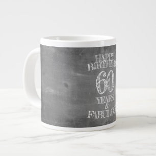Gelukkige verjaardag - 60 jaar & Fabulous in krijt Grote Koffiekop