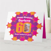 Gelukkige verjaardag 60 roze sterren aangepaste na kaart (Voorkant)