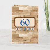 Gelukkige verjaardag 60 vandaag heet blauw bruin kaart (Achterkant)