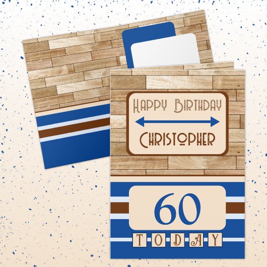 Gelukkige verjaardag 60 vandaag heet blauw bruin kaart