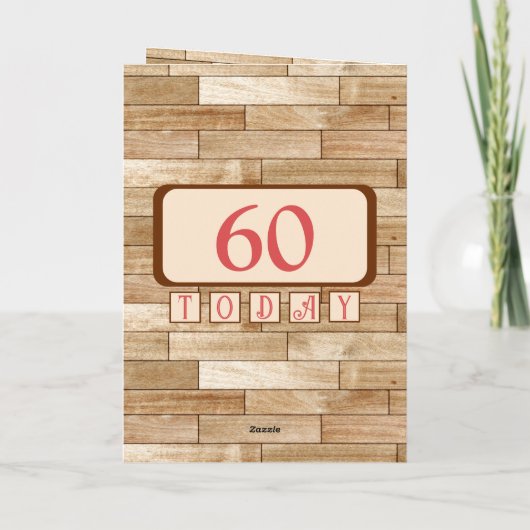 Gelukkige verjaardag 60 vandaag naam rood bruin kaart (Achterkant)
