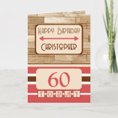 Gelukkige verjaardag 60 vandaag naam rood bruin kaart (Voorkant)