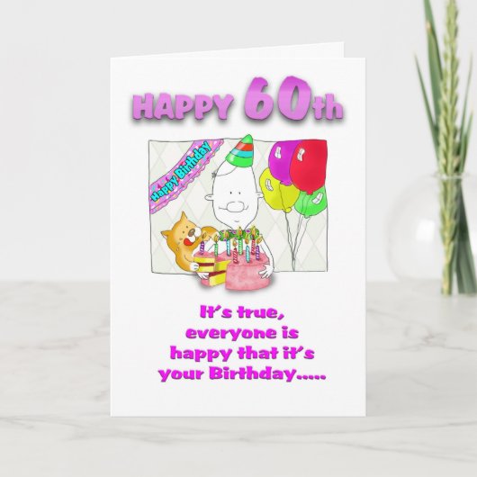 Gelukkige Verjaardag 60e kaart met cake_60th (Voorkant)