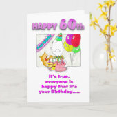 Gelukkige Verjaardag 60e kaart met cake_60th (Gele Bloem)