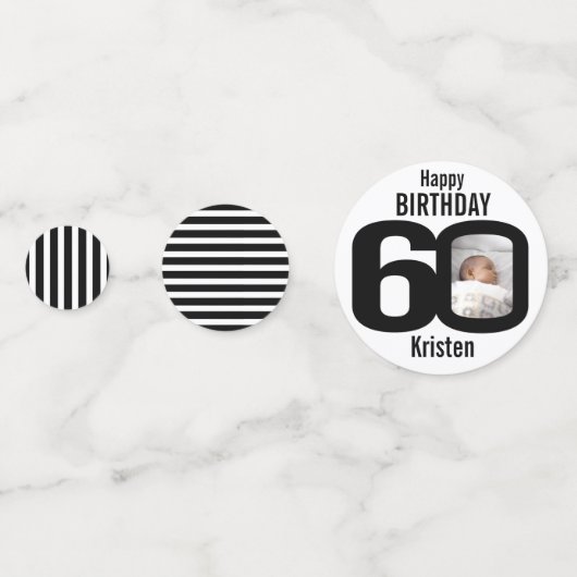 Gelukkige verjaardag 60e naam en fotodocument conf confetti (Achterkanten)