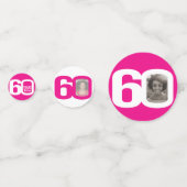 Gelukkige verjaardag 60e naam foto roze wit confetti (Voorkanten)