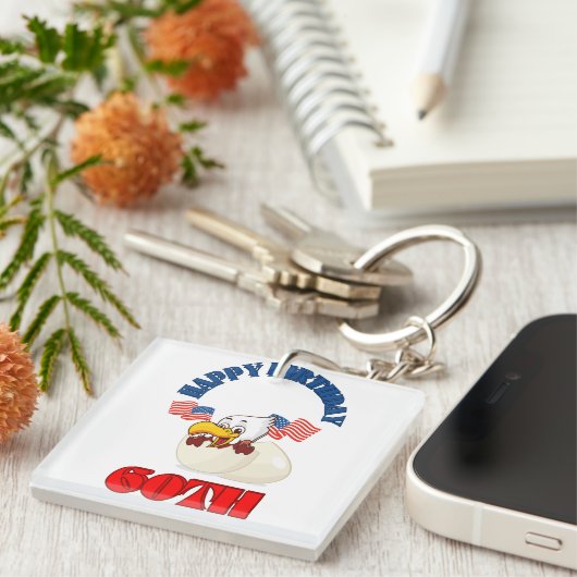 Gelukkige Verjaardag 60e Sleutelhanger (Voorkant Rechts)