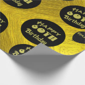Gelukkige Verjaardag 60e Zwart en Goud Cadeaupapier (Hoek)