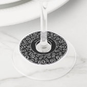 Gelukkige Verjaardag 60e Zwart-Wit Nummer Thema Wijnglaslabel (Dichtbij)