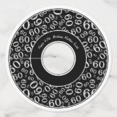 Gelukkige Verjaardag 60e Zwart-Wit Nummer Thema Wijnglaslabel (Achterkant)