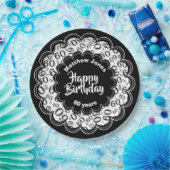 Gelukkige Verjaardag 60e Zwart/Wit Nummerpatroon Papieren Bordje (Feest)