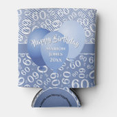 Gelukkige Verjaardag 60ste Nummerpatroon Blauw en  Blikjeskoeler (Voorkant)