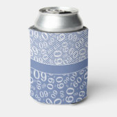 Gelukkige Verjaardag 60ste Nummerpatroon Blauw en  Blikjeskoeler (Blikje Achterkant)