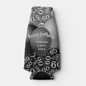 Gelukkige Verjaardag 60ste Nummerpatroon Zwart-wit Flesjeskoeler (Voorkant)