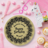 Gelukkige Verjaardag 60ste Zwart/Gouden Nummerpatr Papieren Bordje (Feest)