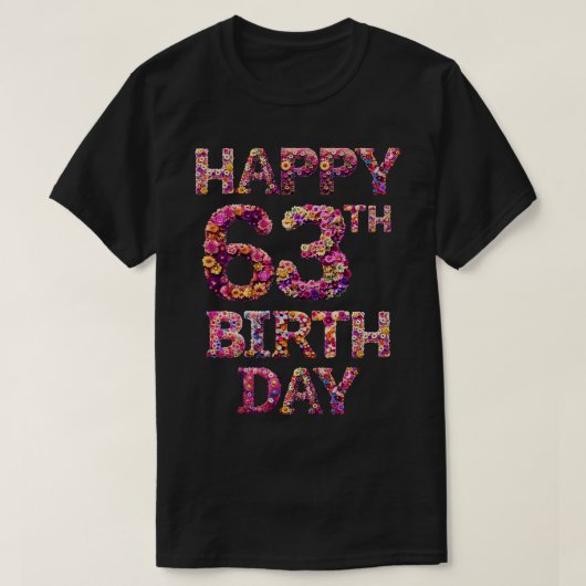 Gelukkige Verjaardag 63e T-shirt (Design voorkant)